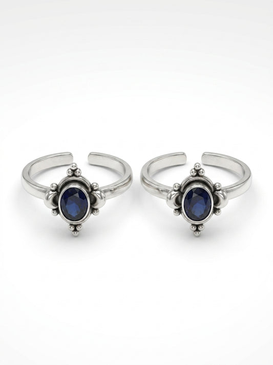 Aqua charm silver toerings for women