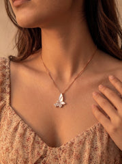 Flutter charm silver pendant set set for women