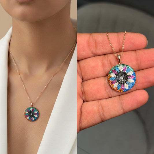 Prism spin silver chain pendant