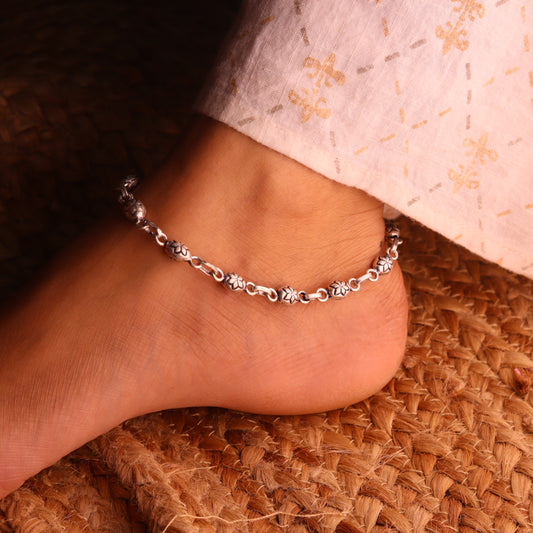 Bead Royale Silver anklet for women