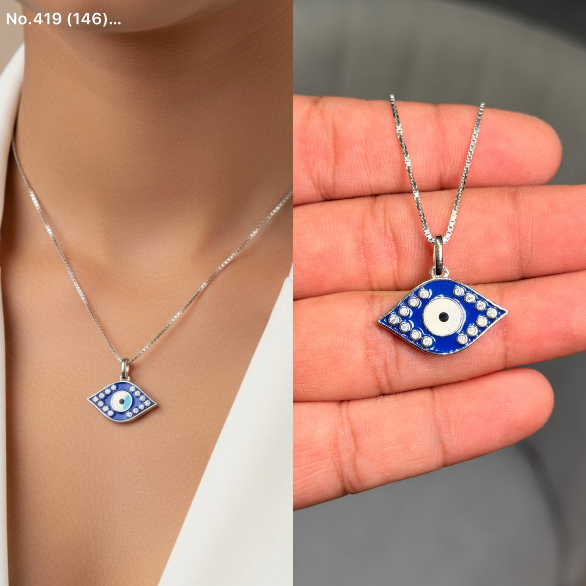 Visionloop silver chain pendant