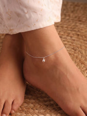 Silver Teardrop Charm Anklet