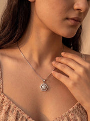 Floral mystic silver pendant set for women