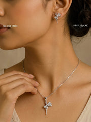 Glitter muse silver pendant set for women