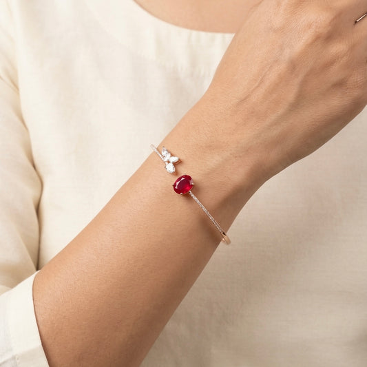 Red Royal silver kada for women