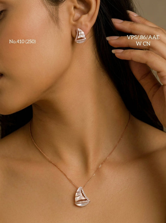 Simple elegance silver pendant set for women