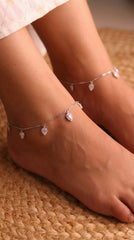 Drizzle Gleam Silver Payal for Women