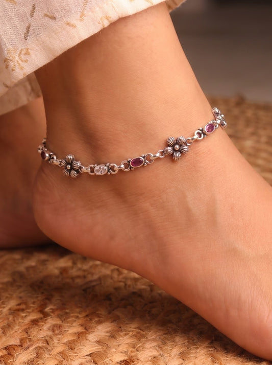 Kundanika silver heavy payal for women