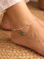 Green sparklestar silver anklet