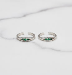 Green Crystal silver toerings
