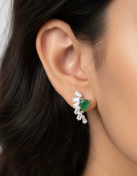 Neo green stone silver stud