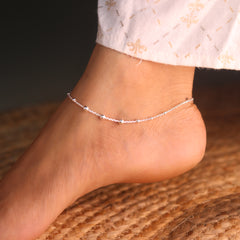 PureShine Silver Beads Payal for Women