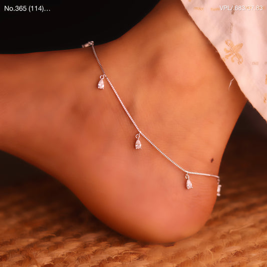 Dazzle Drop Stone Silver Payal for Women