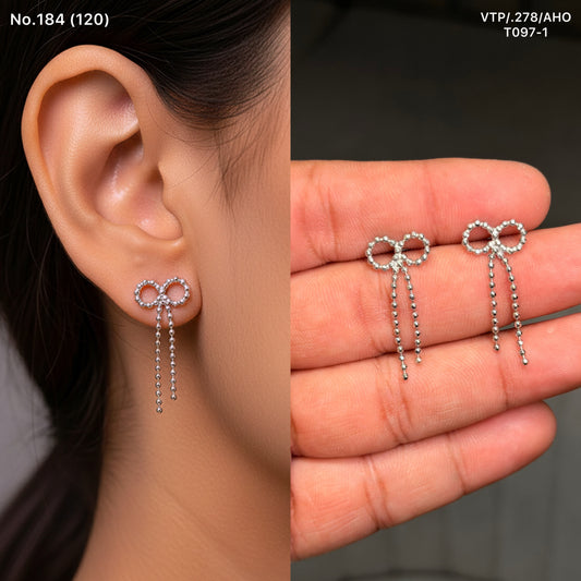 Bow charm silver earrings