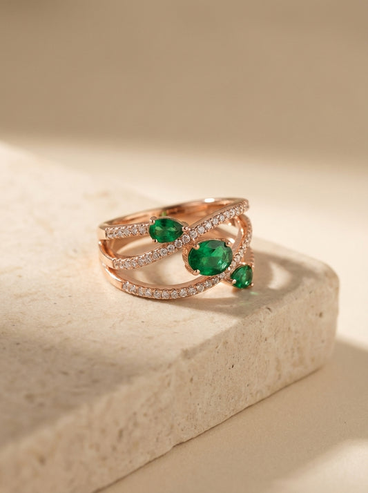 Green radiance silver ring for women