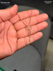Sleek ribbon charm silver chain pendant