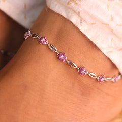 Avni Stone Charm Silver Payal for Women