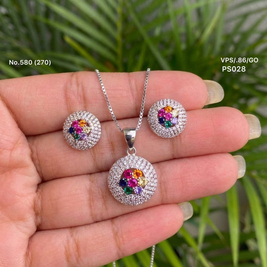 Fairy spark silver pendant set for women