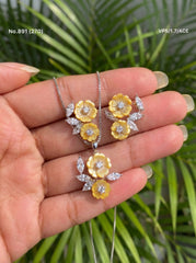 Bloom jewel silver pendant set for women