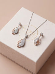 Zircon stone silver pendant set for women