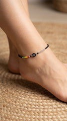 Silver Evil Eye with Black & Multicolor Beads Payal