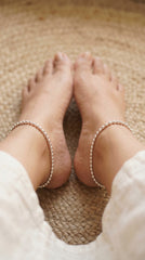 Slim Silver Women Payal with Beaded Grace