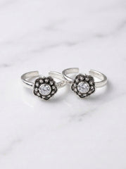 Nyra oxidised silver toerings for women
