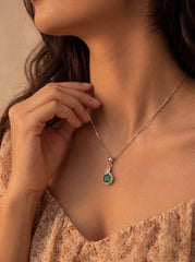 Olive shine silver pendant set for women