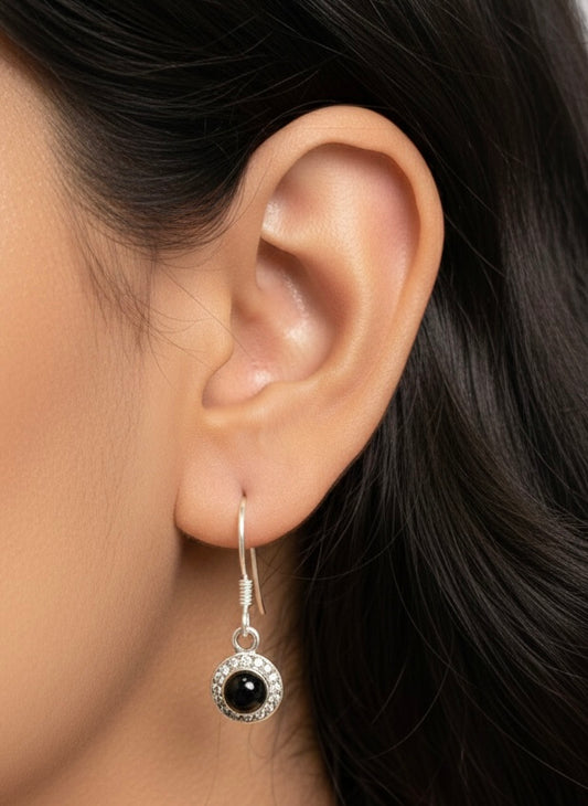 Ink spark silver earrings