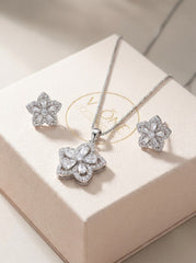 Floral harmony silver pendant set set for women