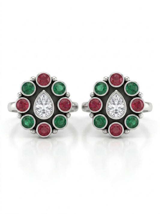Gulbahar silver toerings for women