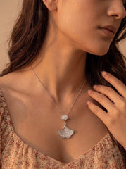 Astra bloom silver pendant set for women