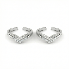 Glimmer duo silver toe rings for women