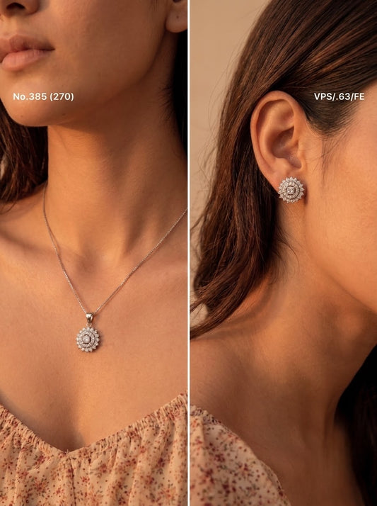 Elunara spark silver pendant set for women