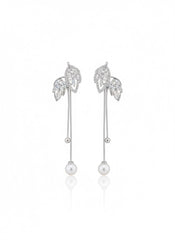 Celestial leaves shine silver earrings