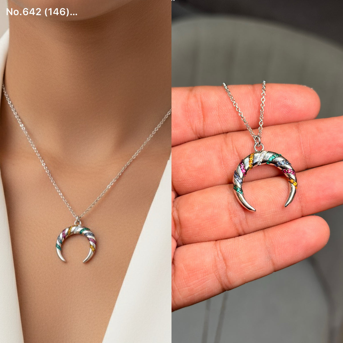 Silver eclipse silver chain pendant