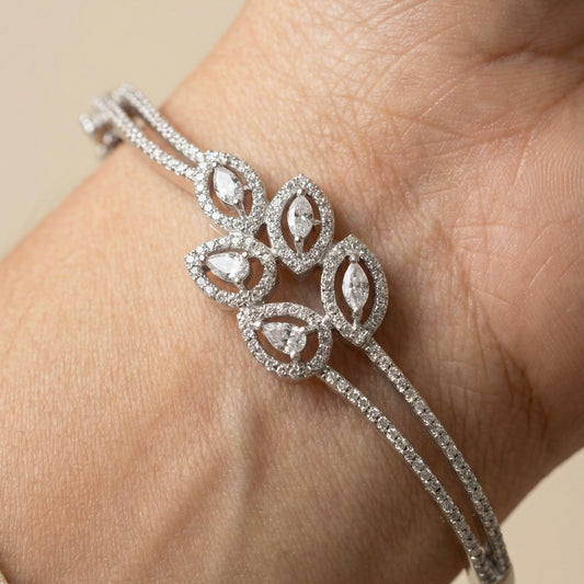 Silver bloom kada for women