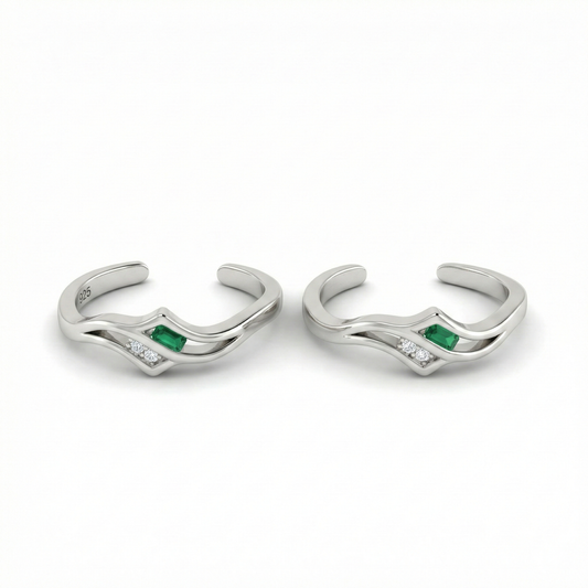 Soft Duo Shine silver toerings for women