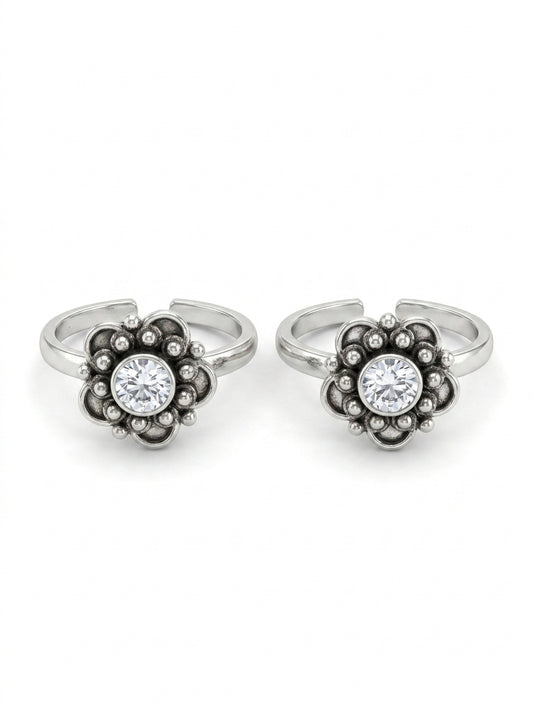 Nyra oxidised silver toerings for women