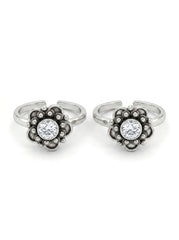 Nyra oxidised silver toerings for women
