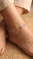 Avni Stone Charm Silver Payal for Women