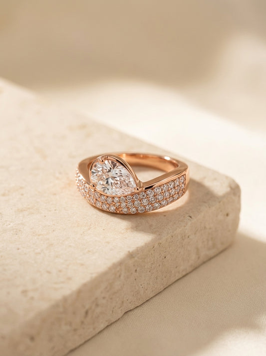 Diamond glow silver ring for women