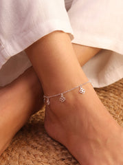 Floral charms silver Payal for women
