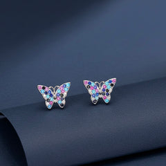Auspicious butterfly silver stud