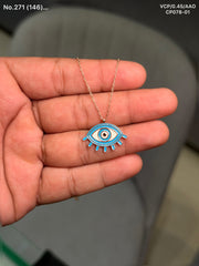 Evil eye charm silver chain pendant