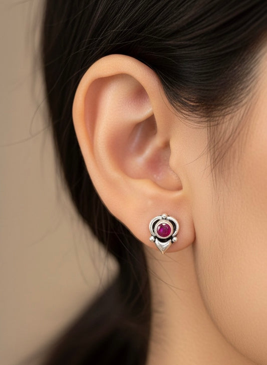 Royal rose silver stud