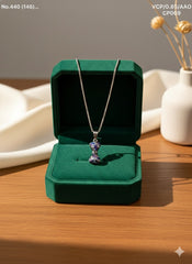 Crystal Confetti Bow silver chain pendant