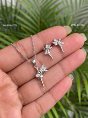 Glitter muse silver pendant set for women