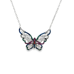 Maxibutterfly silver chain pendant