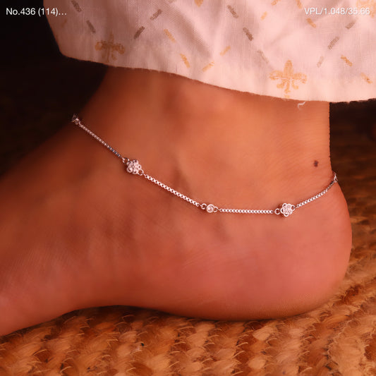 Dazzling Flower Diamond Silver Payal